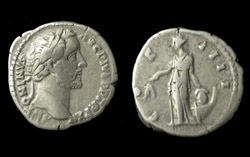 Antoninus Pius, Denarius, Annona & Ship reverse